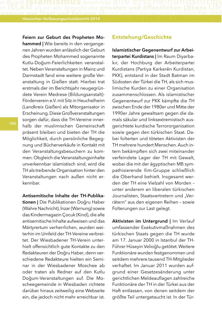 Seite 103 des Verfassungsschutzbericht 2014 Hessen