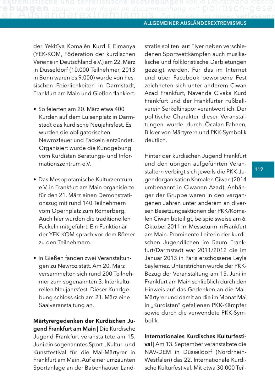Seite 118 des Verfassungsschutzbericht 2014 Hessen