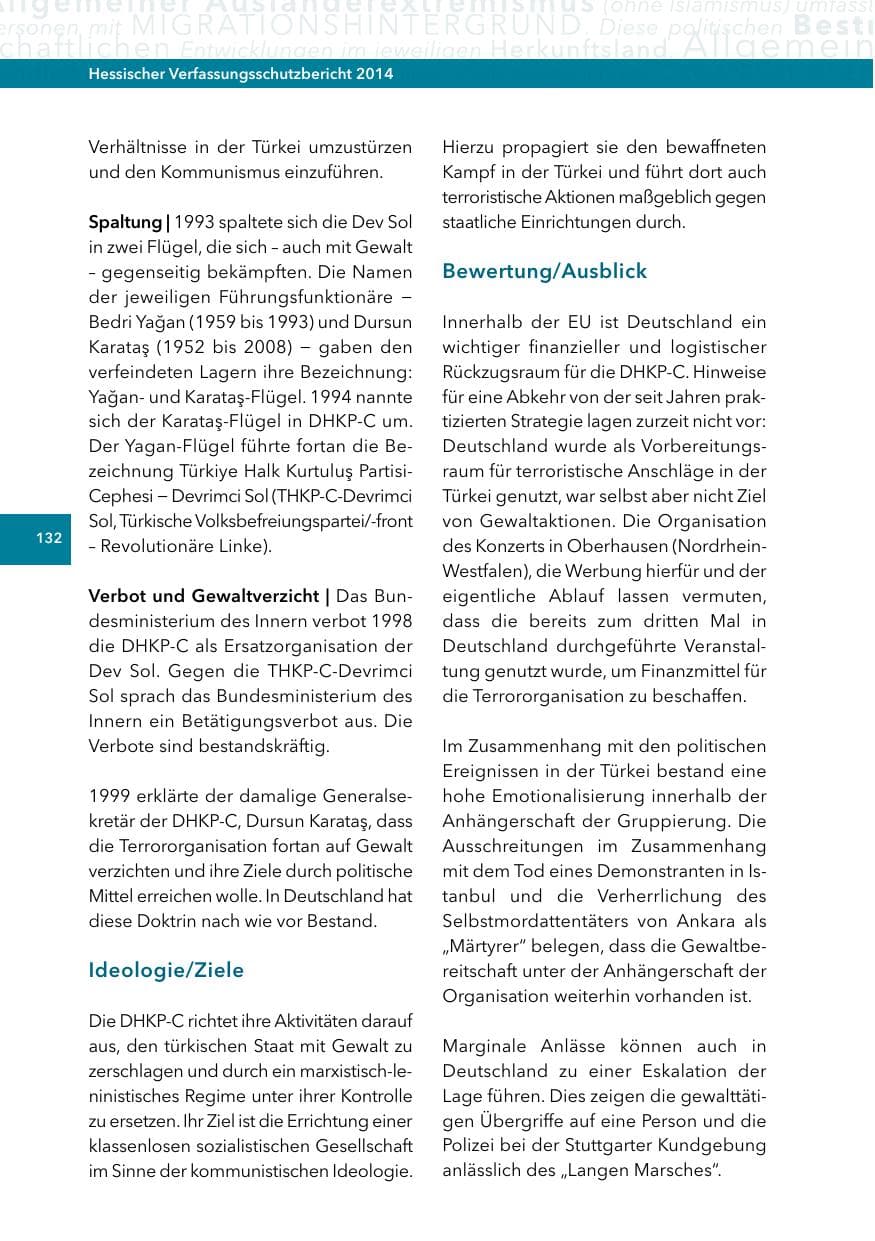 Seite 131 des Verfassungsschutzbericht 2014 Hessen