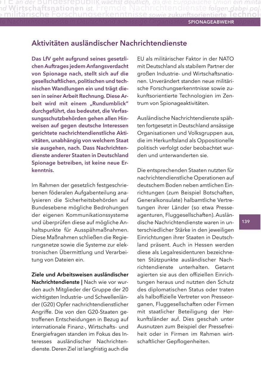 Seite 138 des Verfassungsschutzbericht 2014 Hessen