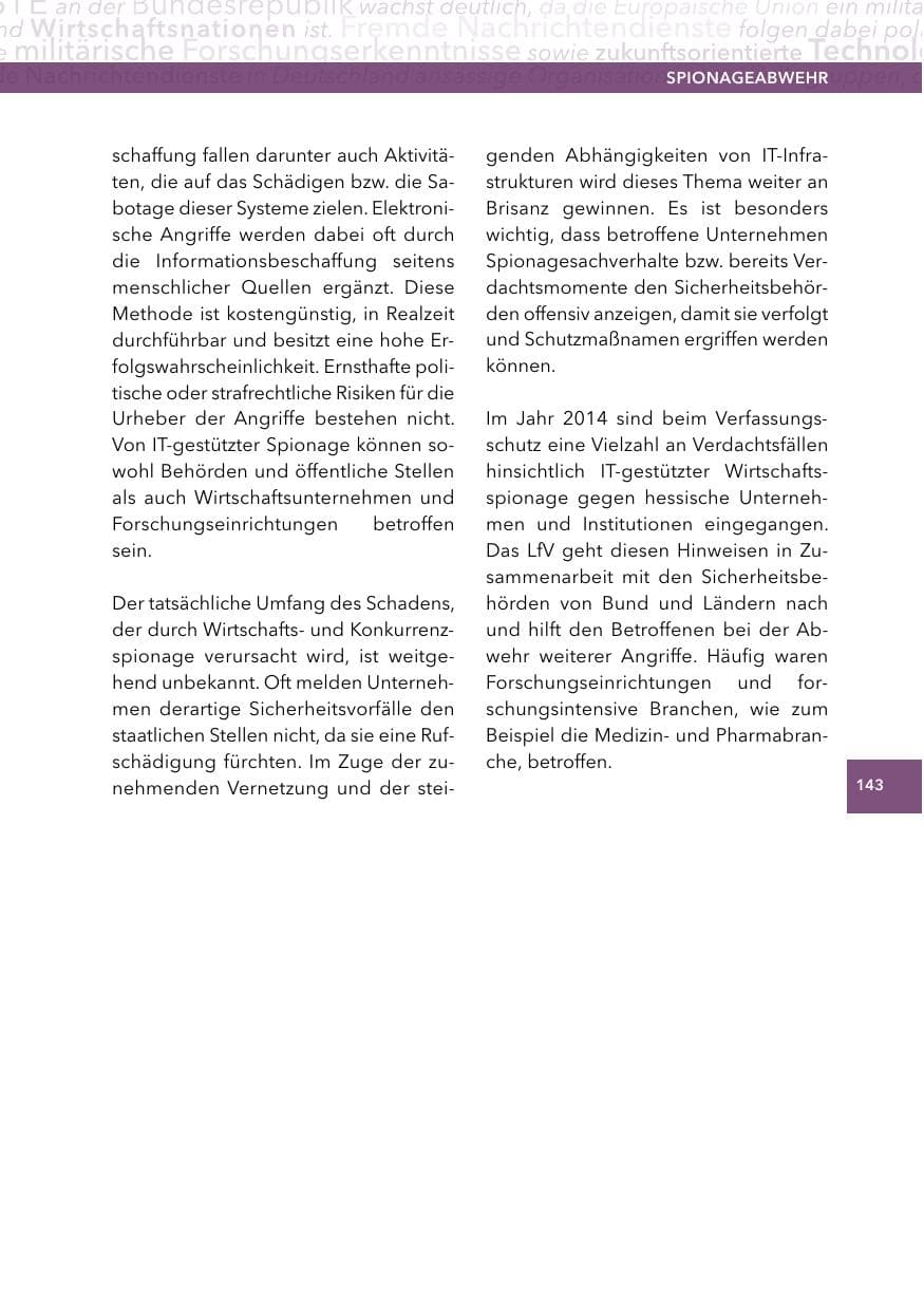 Seite 142 des Verfassungsschutzbericht 2014 Hessen