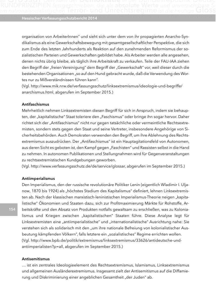Seite 153 des Verfassungsschutzbericht 2014 Hessen