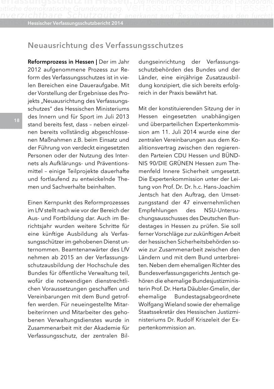 Seite 17 des Verfassungsschutzbericht 2014 Hessen
