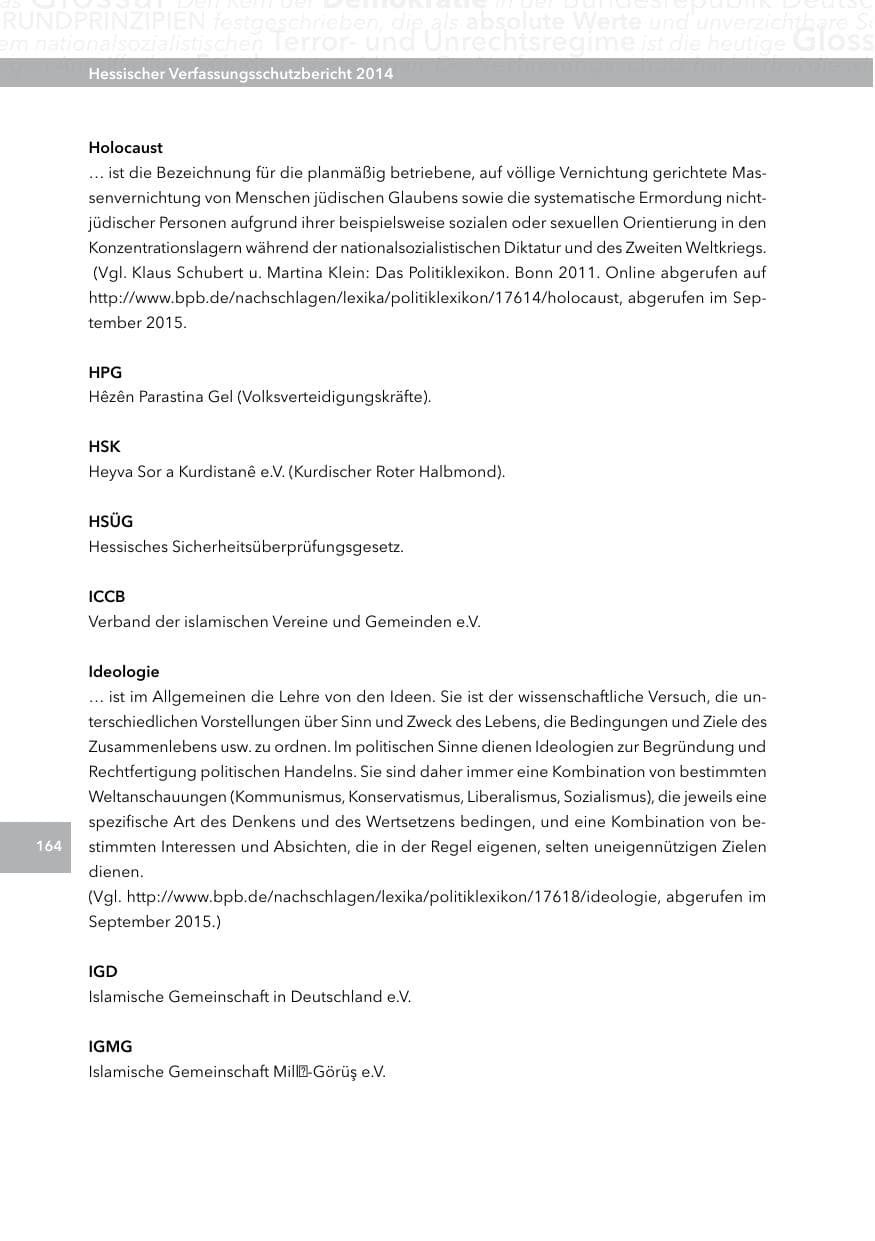 Seite 163 des Verfassungsschutzbericht 2014 Hessen