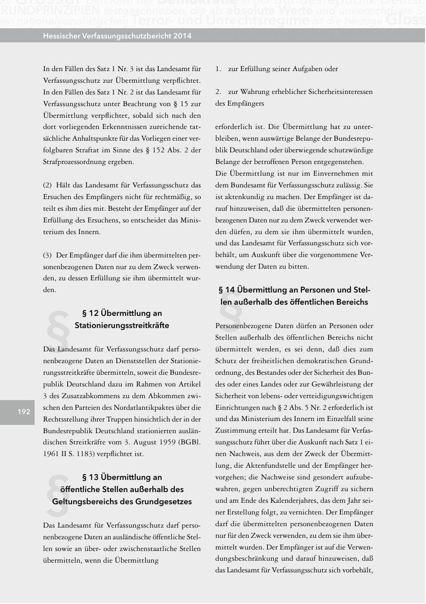 Seite 191 des Verfassungsschutzbericht 2014 Hessen