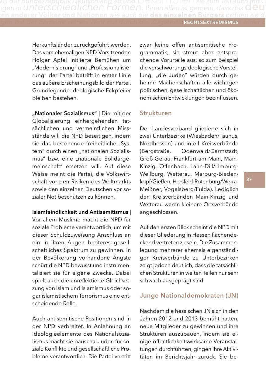 Seite 36 des Verfassungsschutzbericht 2014 Hessen