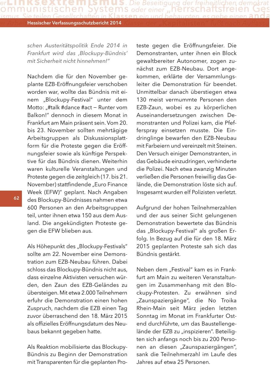 Seite 61 des Verfassungsschutzbericht 2014 Hessen