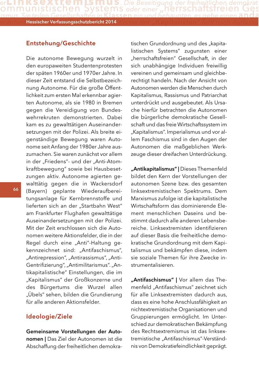 Seite 65 des Verfassungsschutzbericht 2014 Hessen