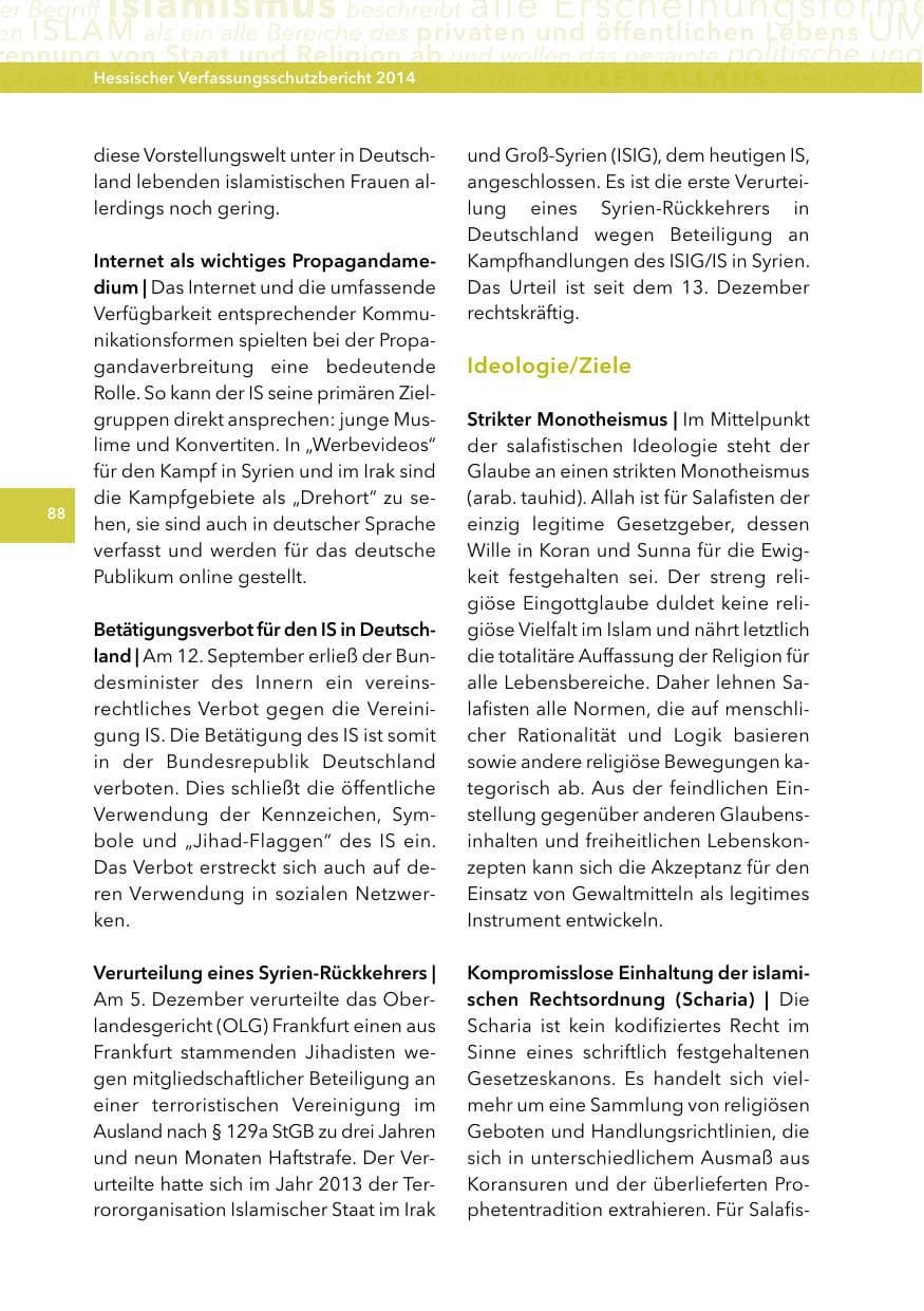 Seite 87 des Verfassungsschutzbericht 2014 Hessen