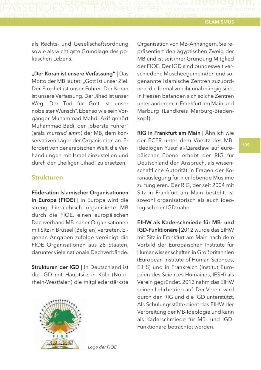Seite 109 des Verfassungsschutzbericht 2015 Hessen