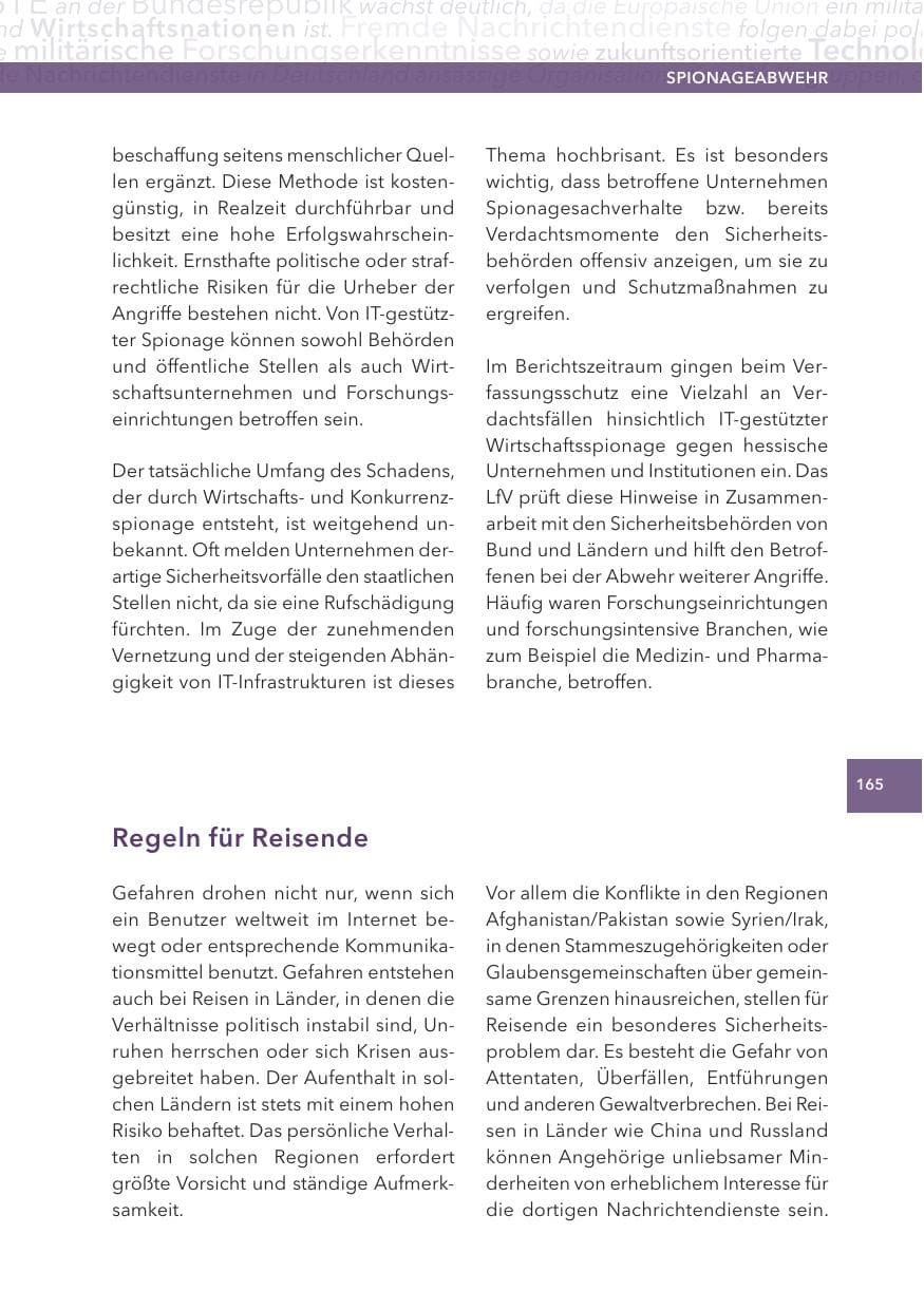 Seite 165 des Verfassungsschutzbericht 2015 Hessen
