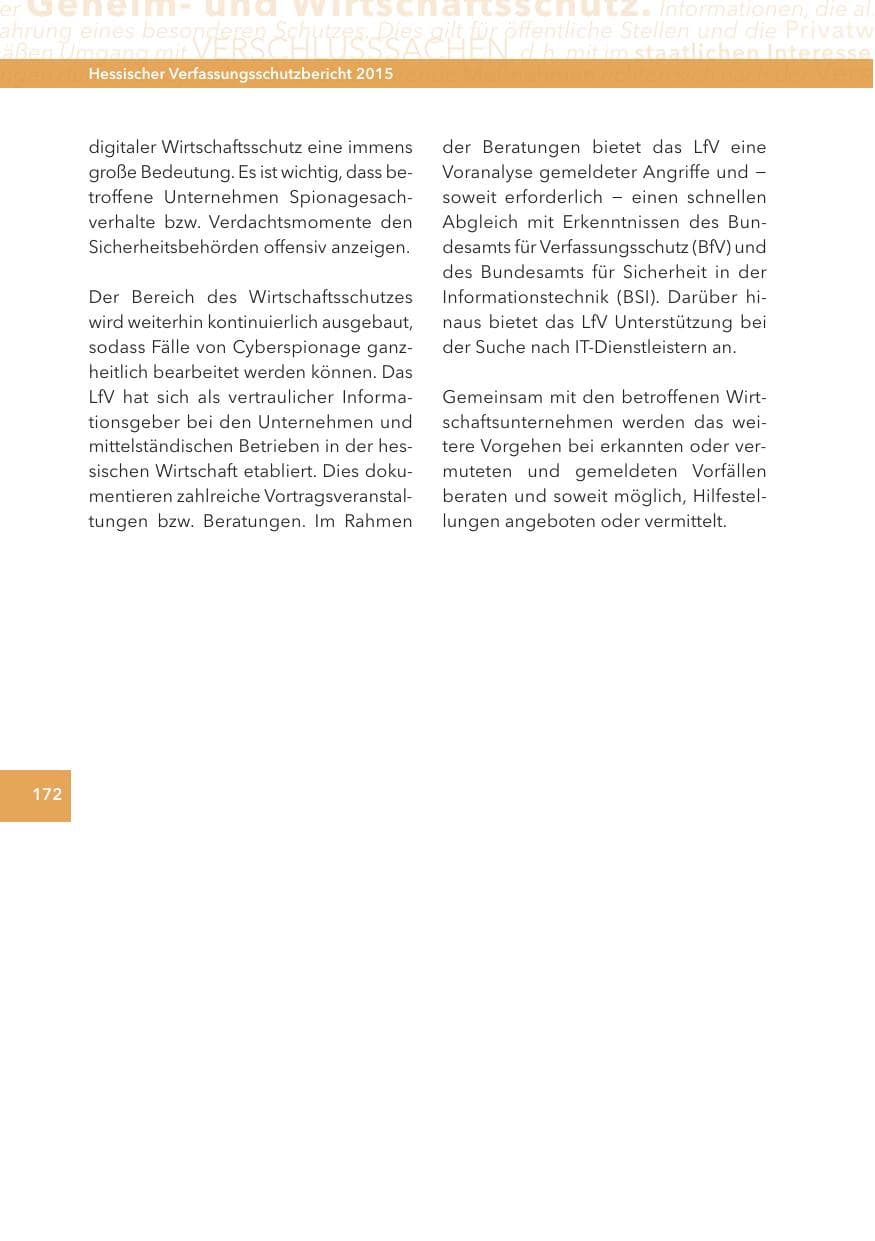 Seite 172 des Verfassungsschutzbericht 2015 Hessen