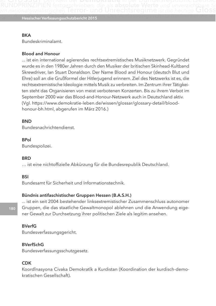 Seite 180 des Verfassungsschutzbericht 2015 Hessen