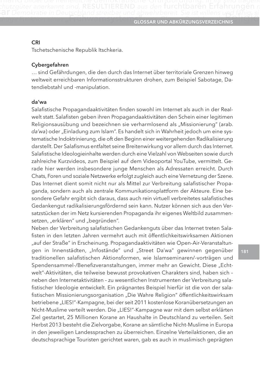 Seite 181 des Verfassungsschutzbericht 2015 Hessen