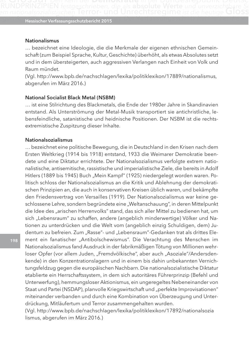 Seite 198 des Verfassungsschutzbericht 2015 Hessen