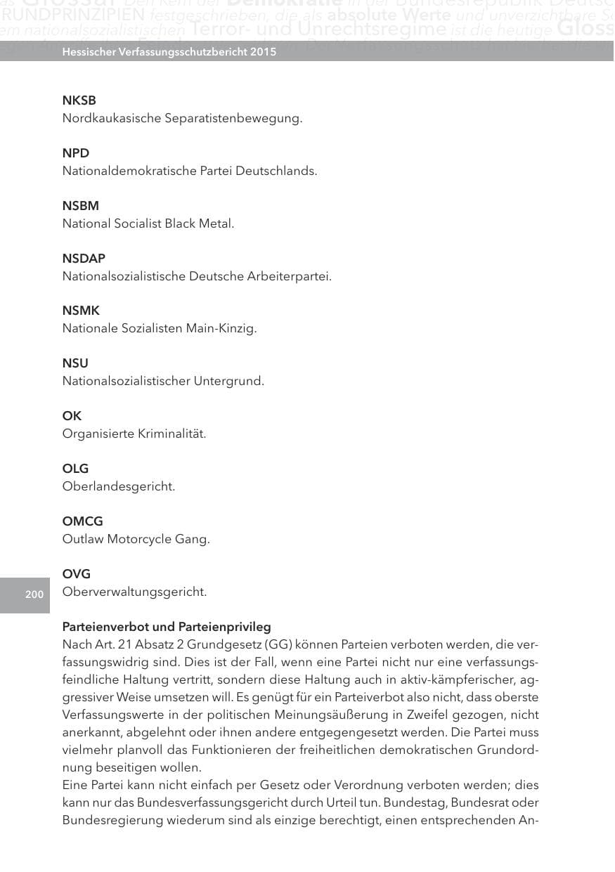 Seite 200 des Verfassungsschutzbericht 2015 Hessen