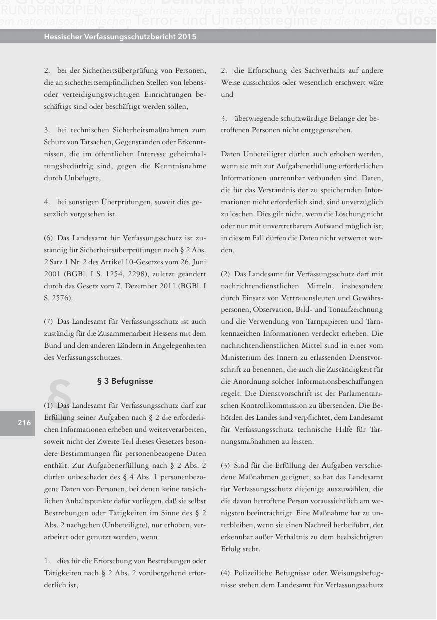 Seite 216 des Verfassungsschutzbericht 2015 Hessen