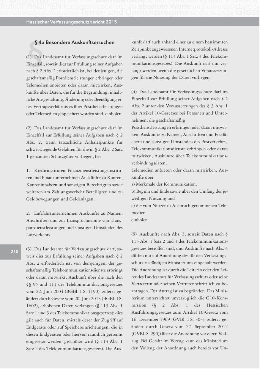Seite 218 des Verfassungsschutzbericht 2015 Hessen