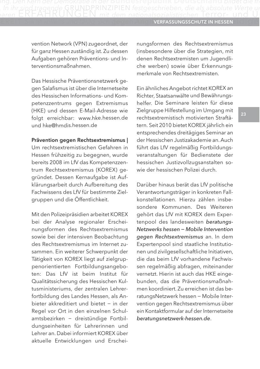 Seite 23 des Verfassungsschutzbericht 2015 Hessen