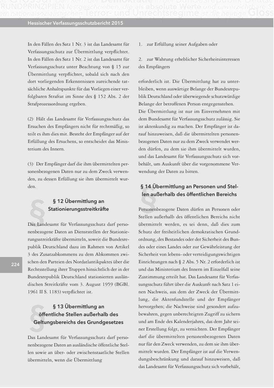 Seite 224 des Verfassungsschutzbericht 2015 Hessen