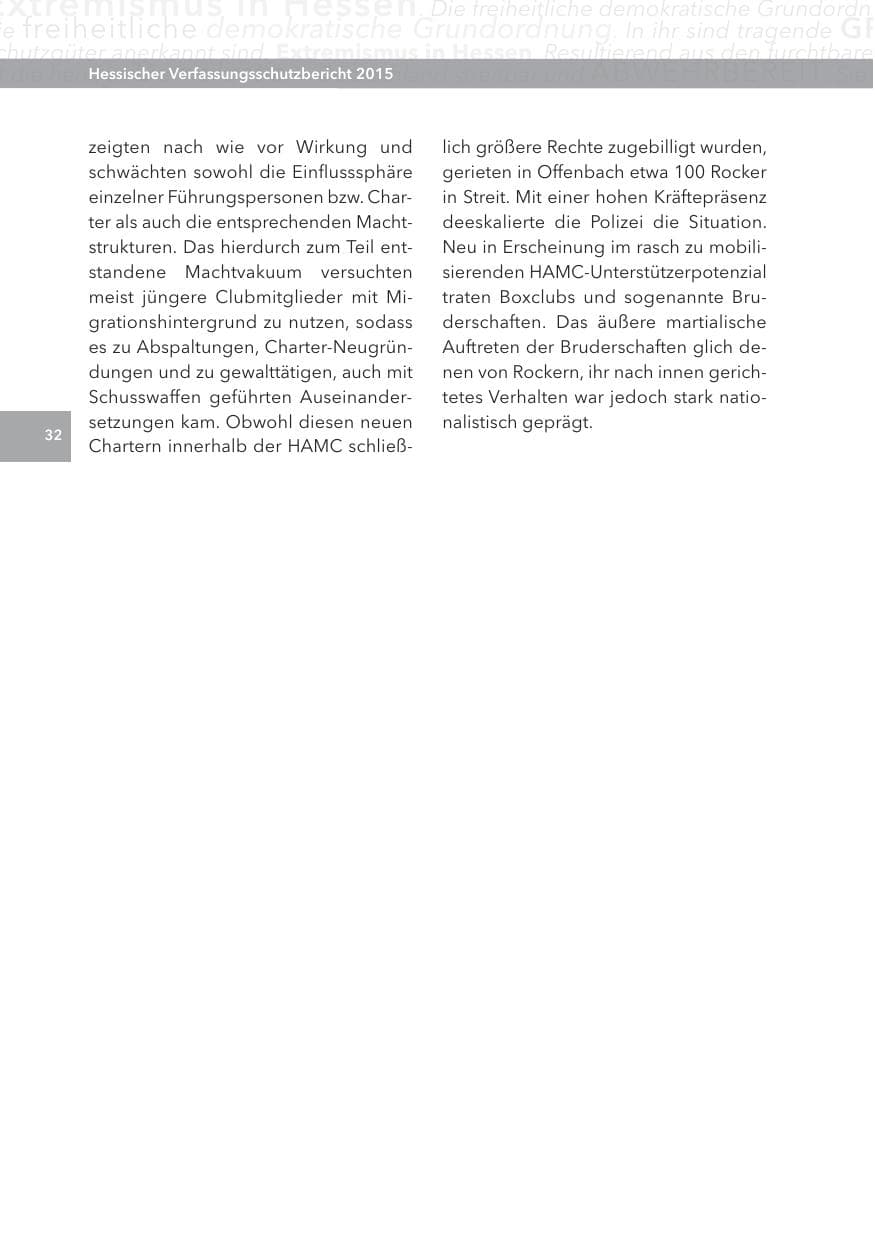 Seite 32 des Verfassungsschutzbericht 2015 Hessen