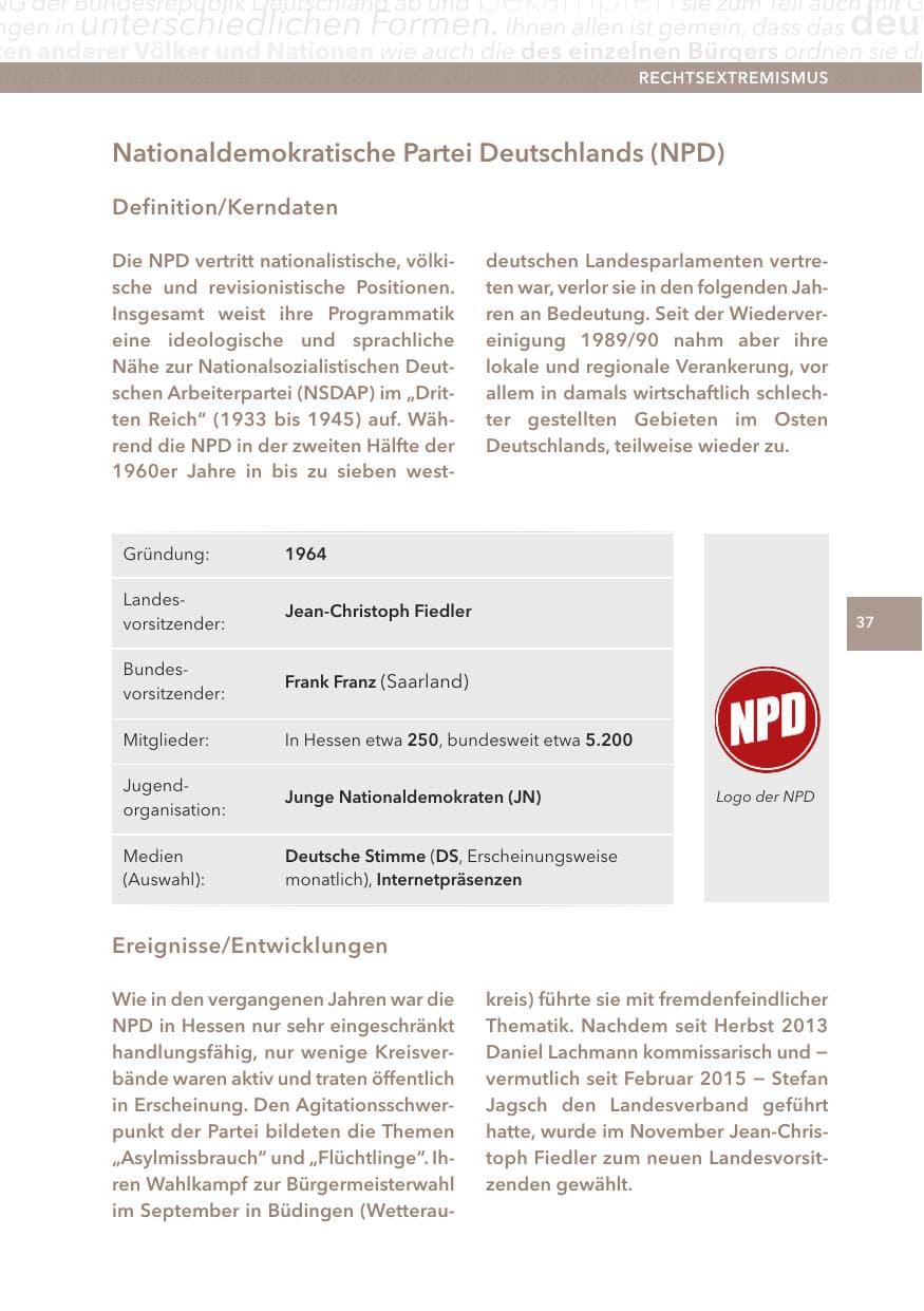Seite 37 des Verfassungsschutzbericht 2015 Hessen