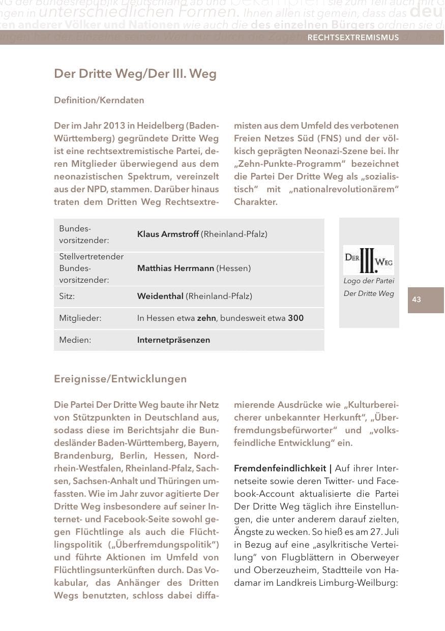 Seite 43 des Verfassungsschutzbericht 2015 Hessen