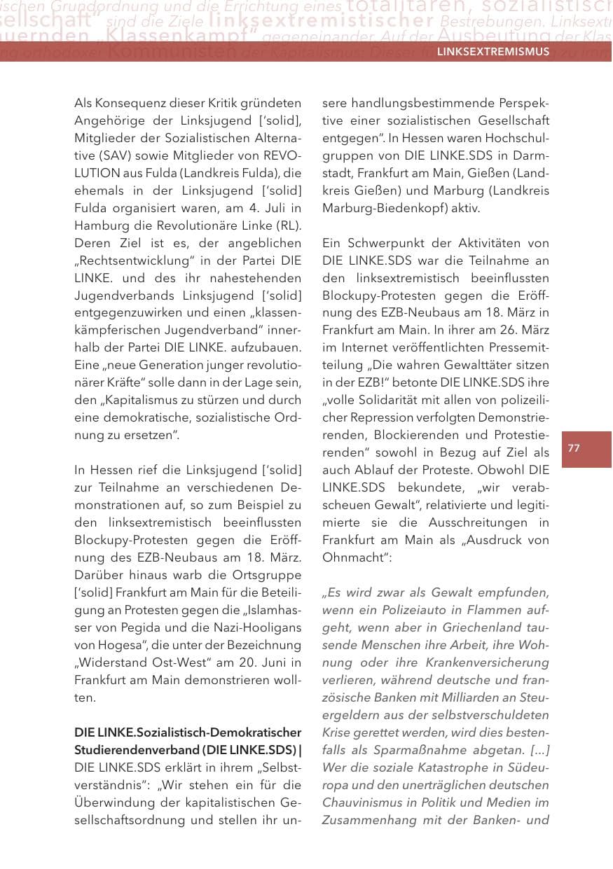 Seite 77 des Verfassungsschutzbericht 2015 Hessen