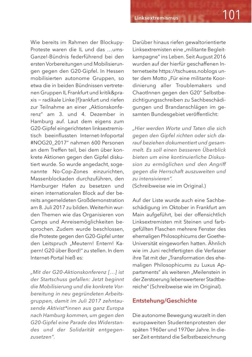 Seite 101 des Verfassungsschutzbericht 2016 Hessen