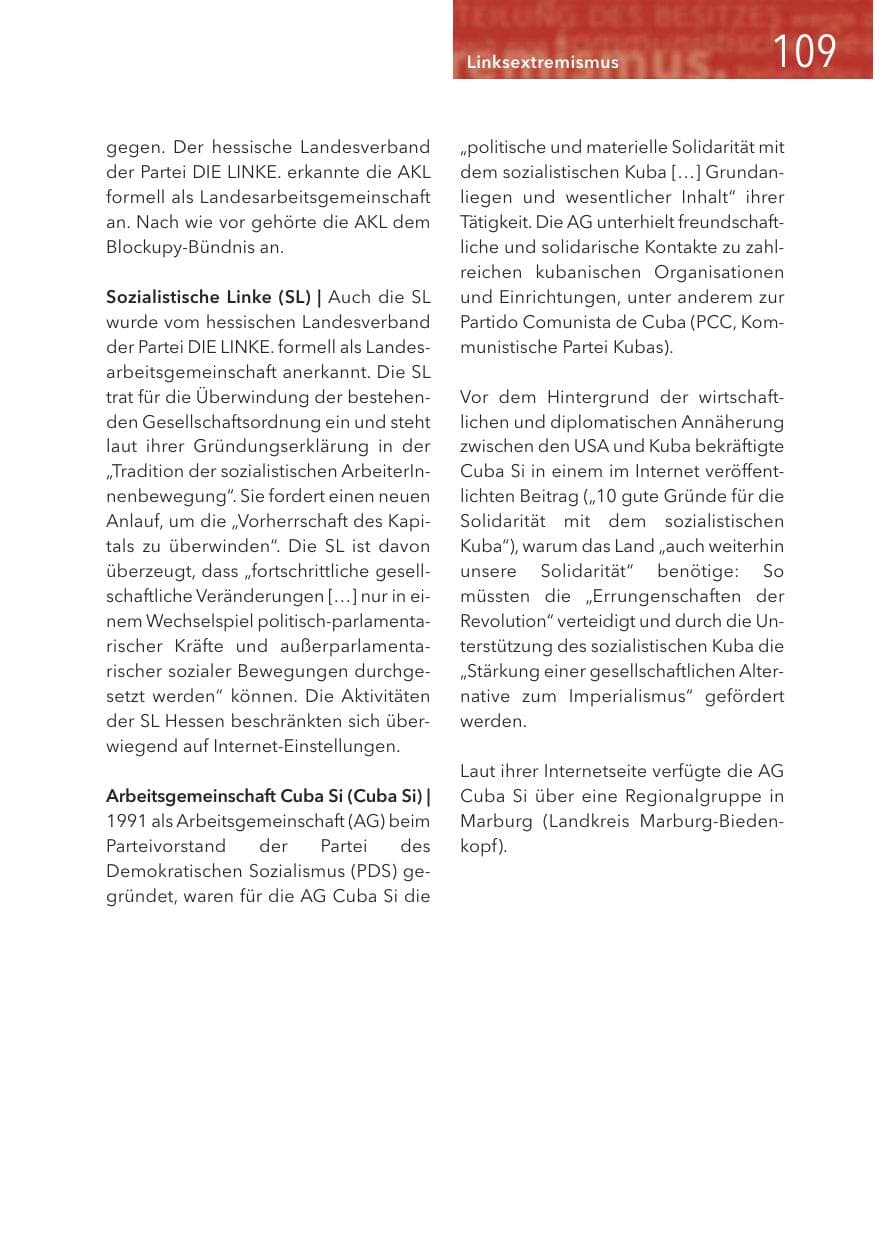 Seite 109 des Verfassungsschutzbericht 2016 Hessen