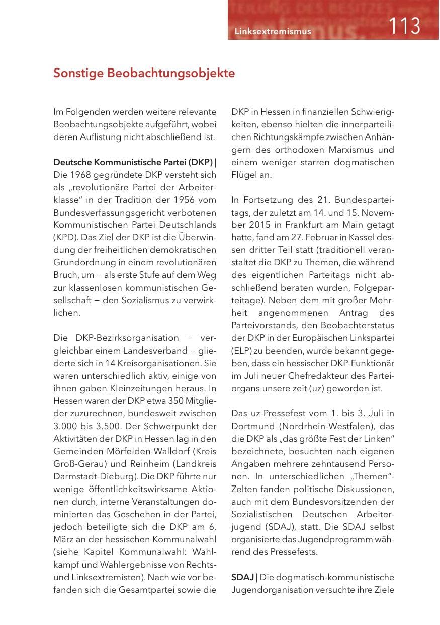 Seite 113 des Verfassungsschutzbericht 2016 Hessen