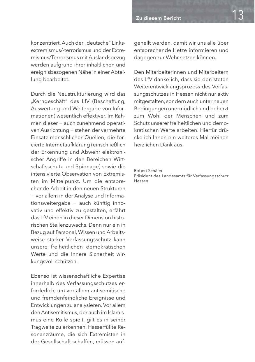 Seite 13 des Verfassungsschutzbericht 2016 Hessen