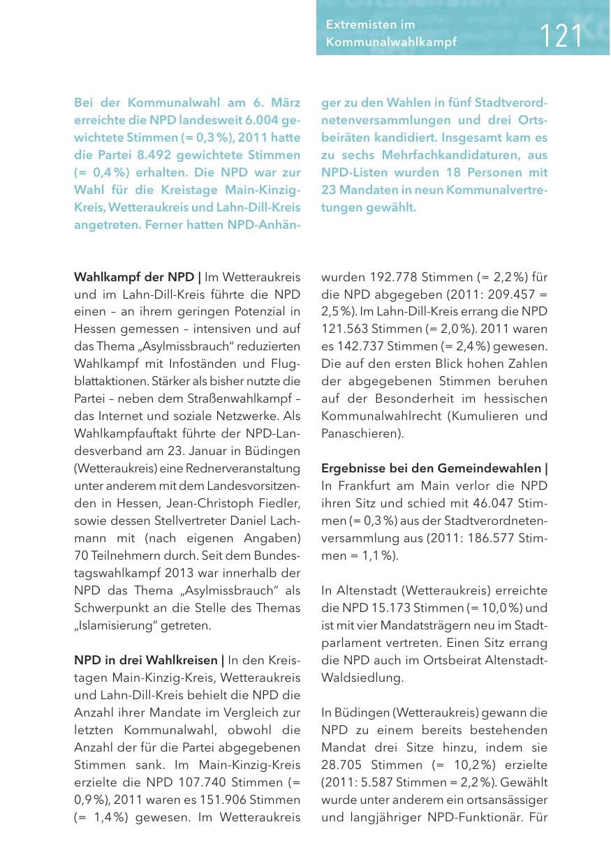 Seite 121 des Verfassungsschutzbericht 2016 Hessen