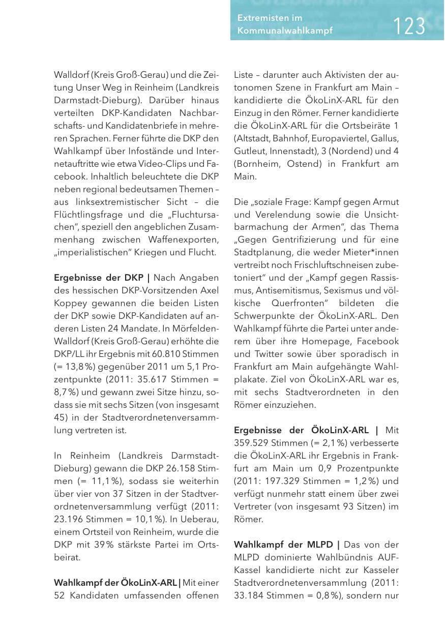Seite 123 des Verfassungsschutzbericht 2016 Hessen