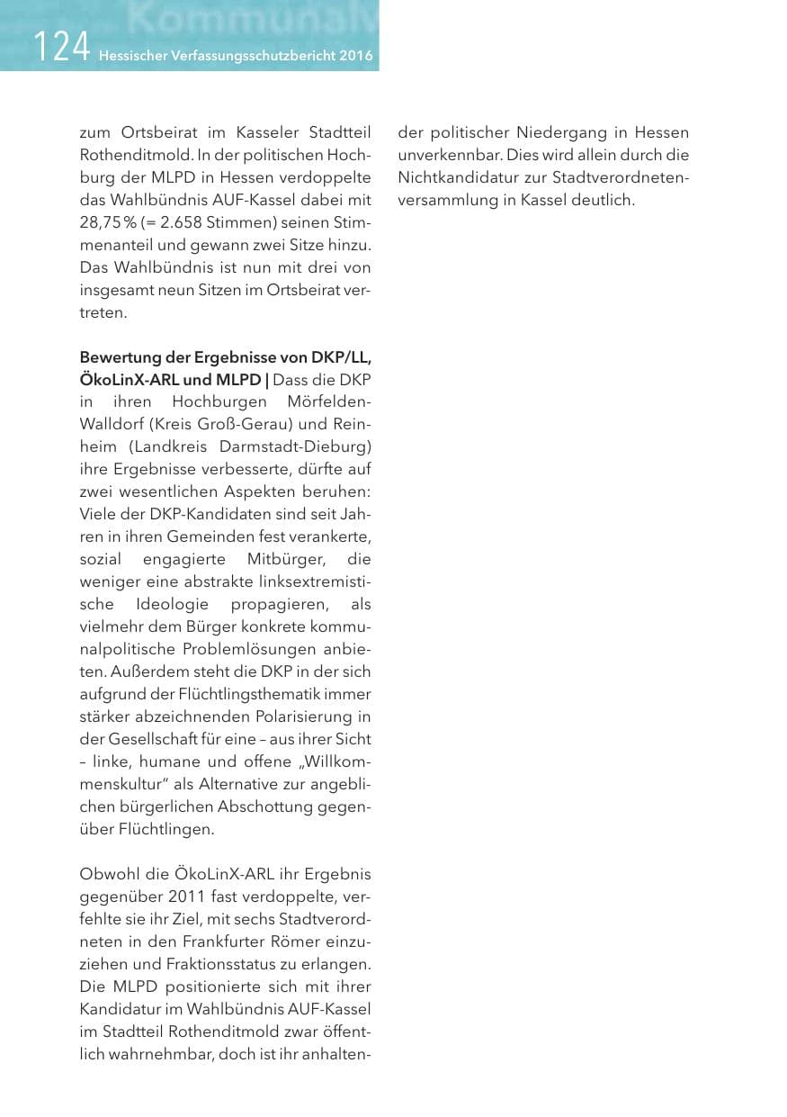 Seite 124 des Verfassungsschutzbericht 2016 Hessen