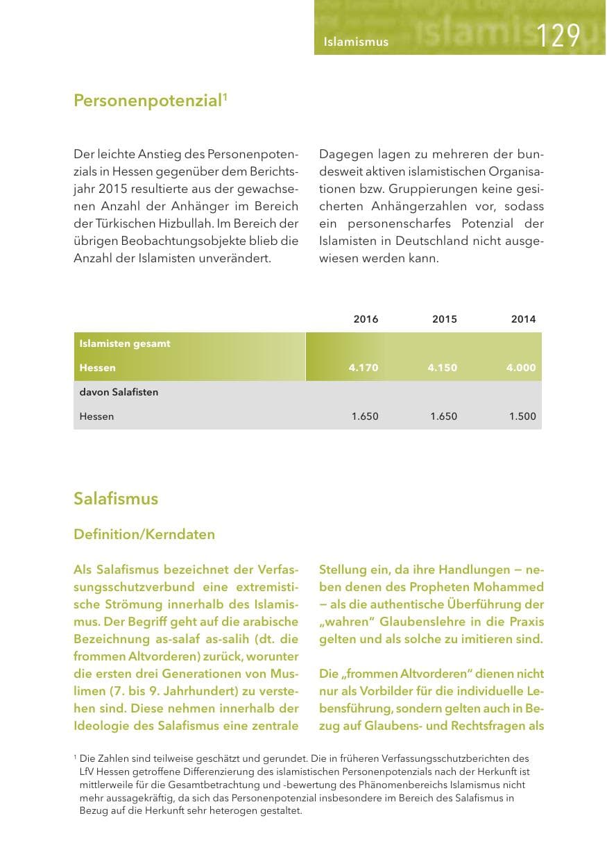 Seite 129 des Verfassungsschutzbericht 2016 Hessen
