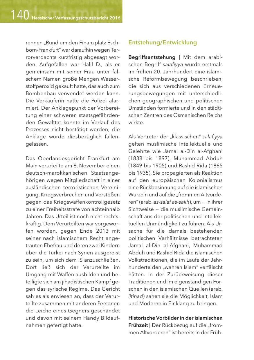 Seite 140 des Verfassungsschutzbericht 2016 Hessen