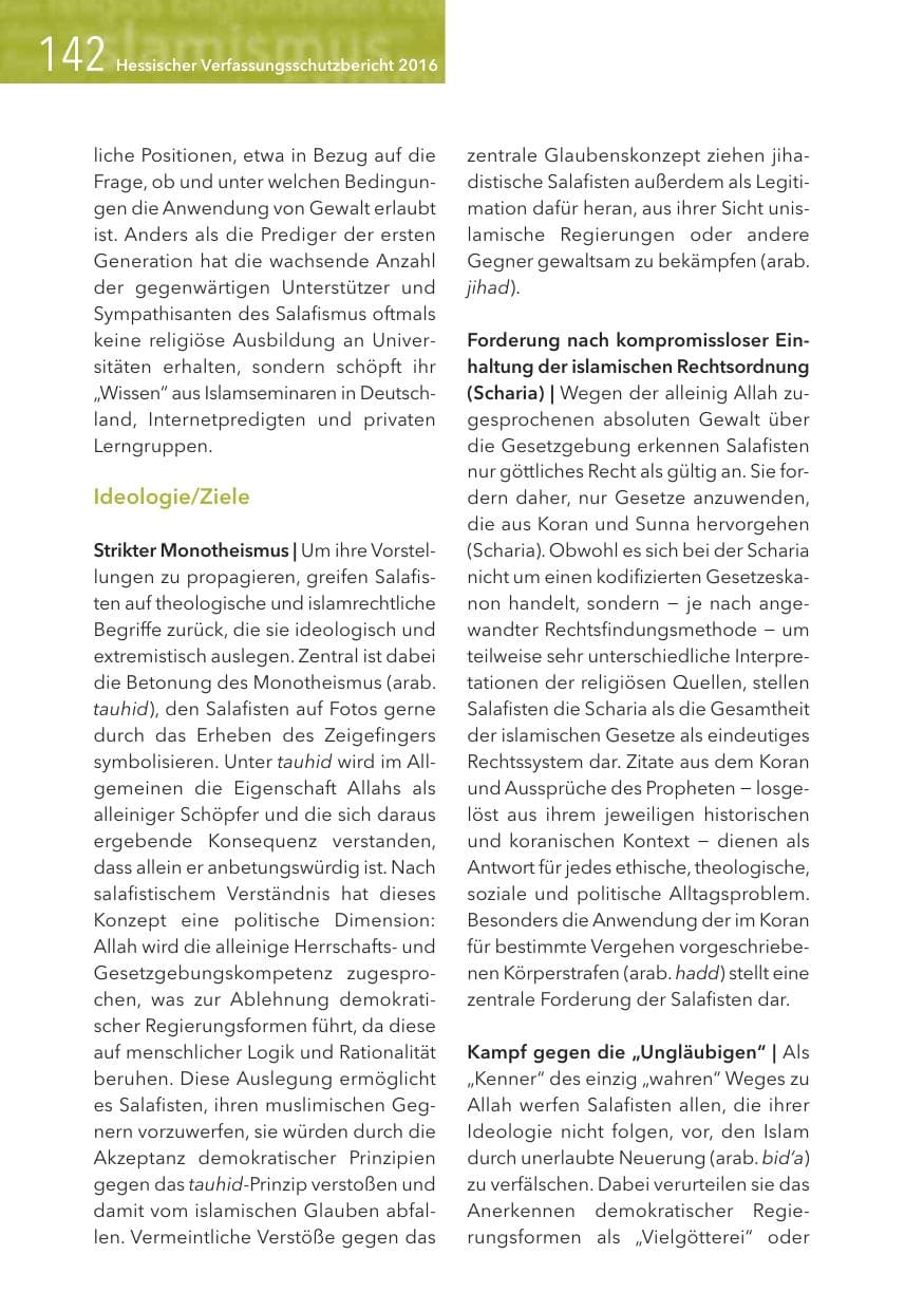 Seite 142 des Verfassungsschutzbericht 2016 Hessen