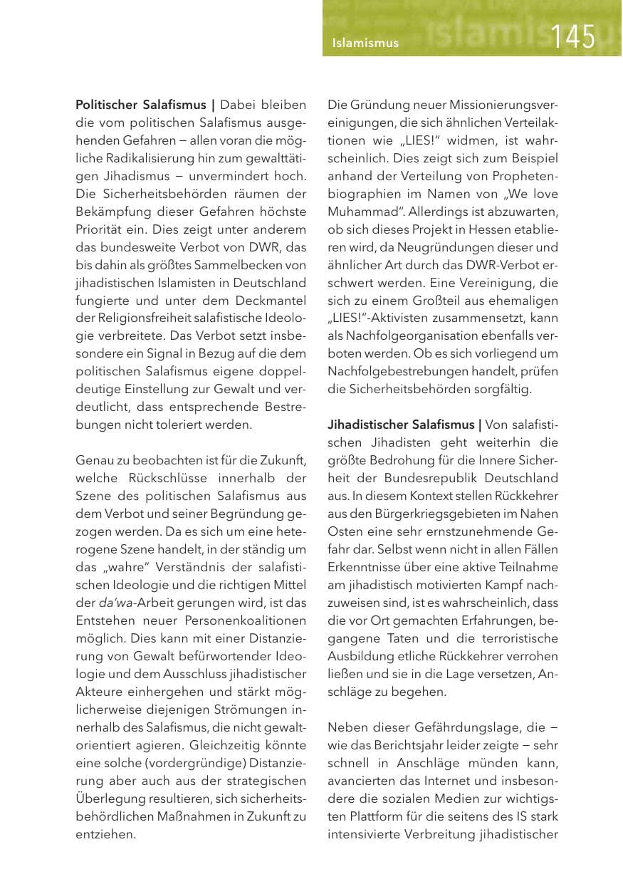 Seite 145 des Verfassungsschutzbericht 2016 Hessen