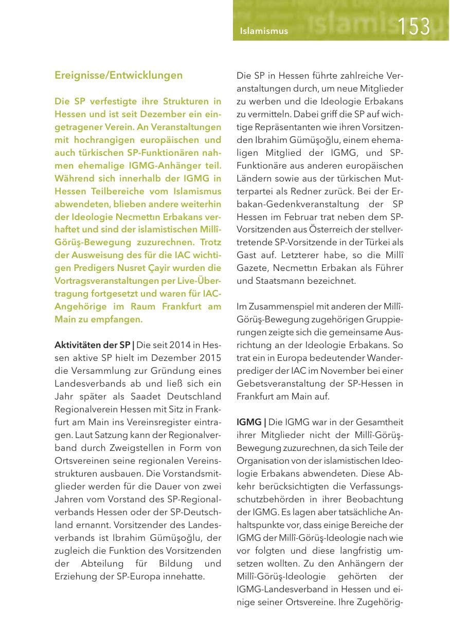 Seite 153 des Verfassungsschutzbericht 2016 Hessen