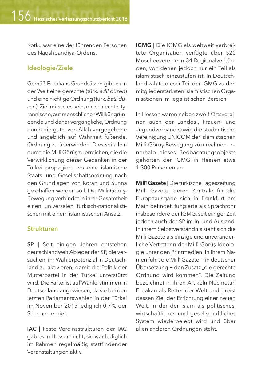 Seite 156 des Verfassungsschutzbericht 2016 Hessen
