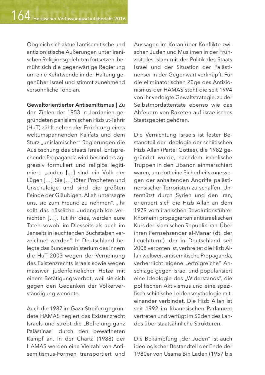 Seite 164 des Verfassungsschutzbericht 2016 Hessen