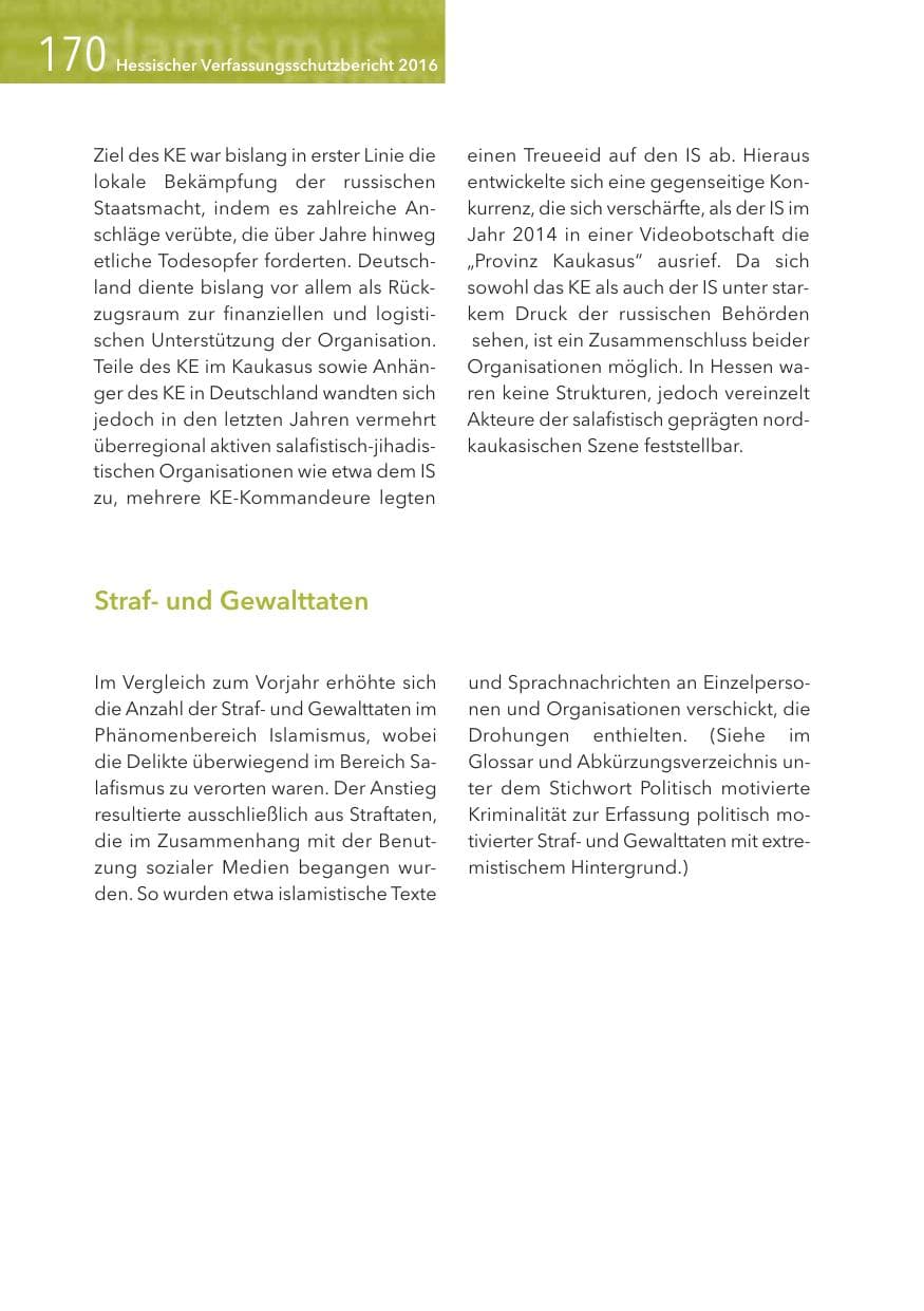 Seite 170 des Verfassungsschutzbericht 2016 Hessen