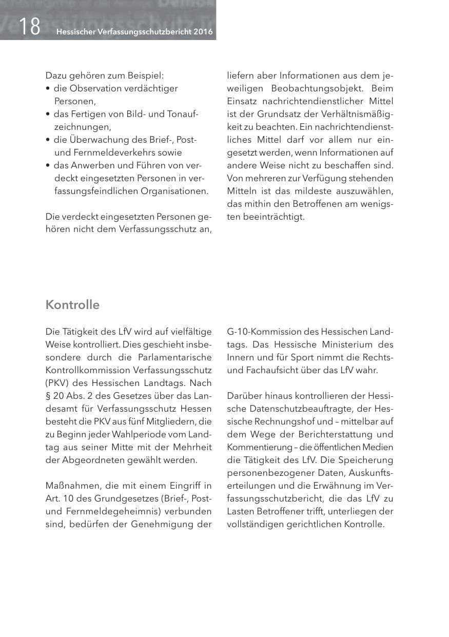 Seite 18 des Verfassungsschutzbericht 2016 Hessen