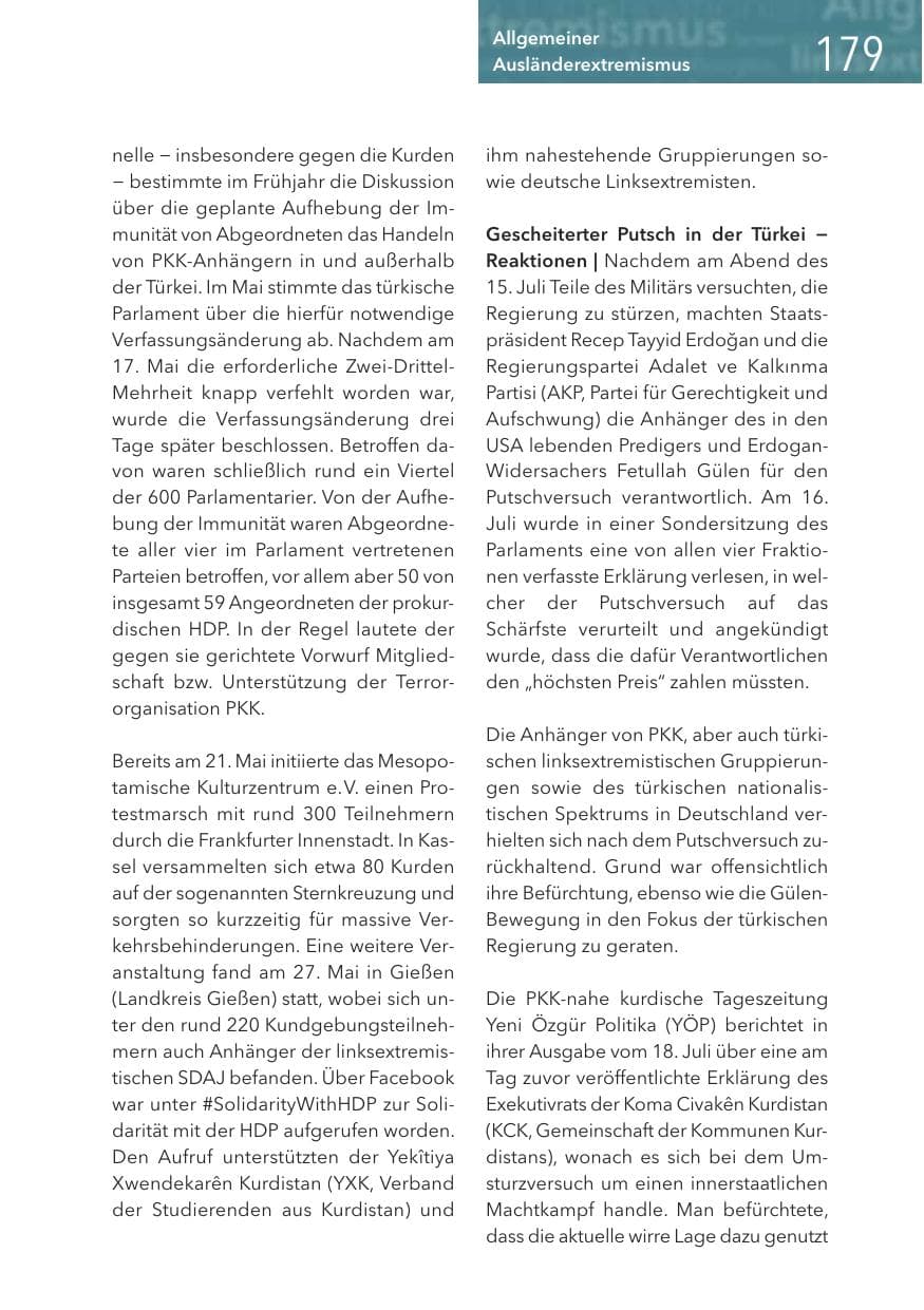 Seite 179 des Verfassungsschutzbericht 2016 Hessen