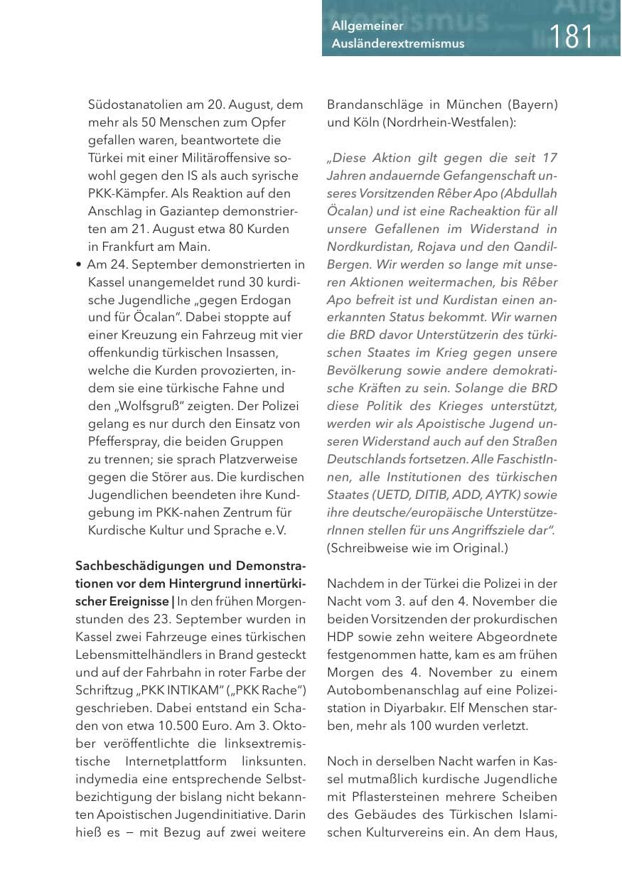 Seite 181 des Verfassungsschutzbericht 2016 Hessen