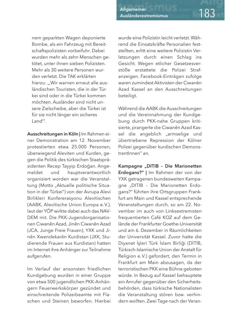 Seite 183 des Verfassungsschutzbericht 2016 Hessen