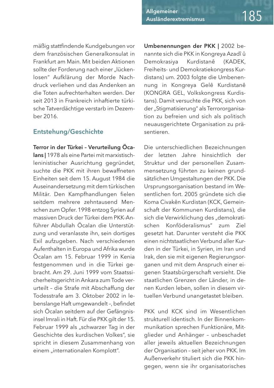 Seite 185 des Verfassungsschutzbericht 2016 Hessen