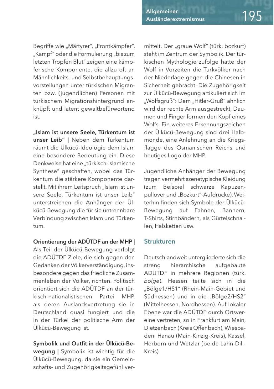 Seite 195 des Verfassungsschutzbericht 2016 Hessen