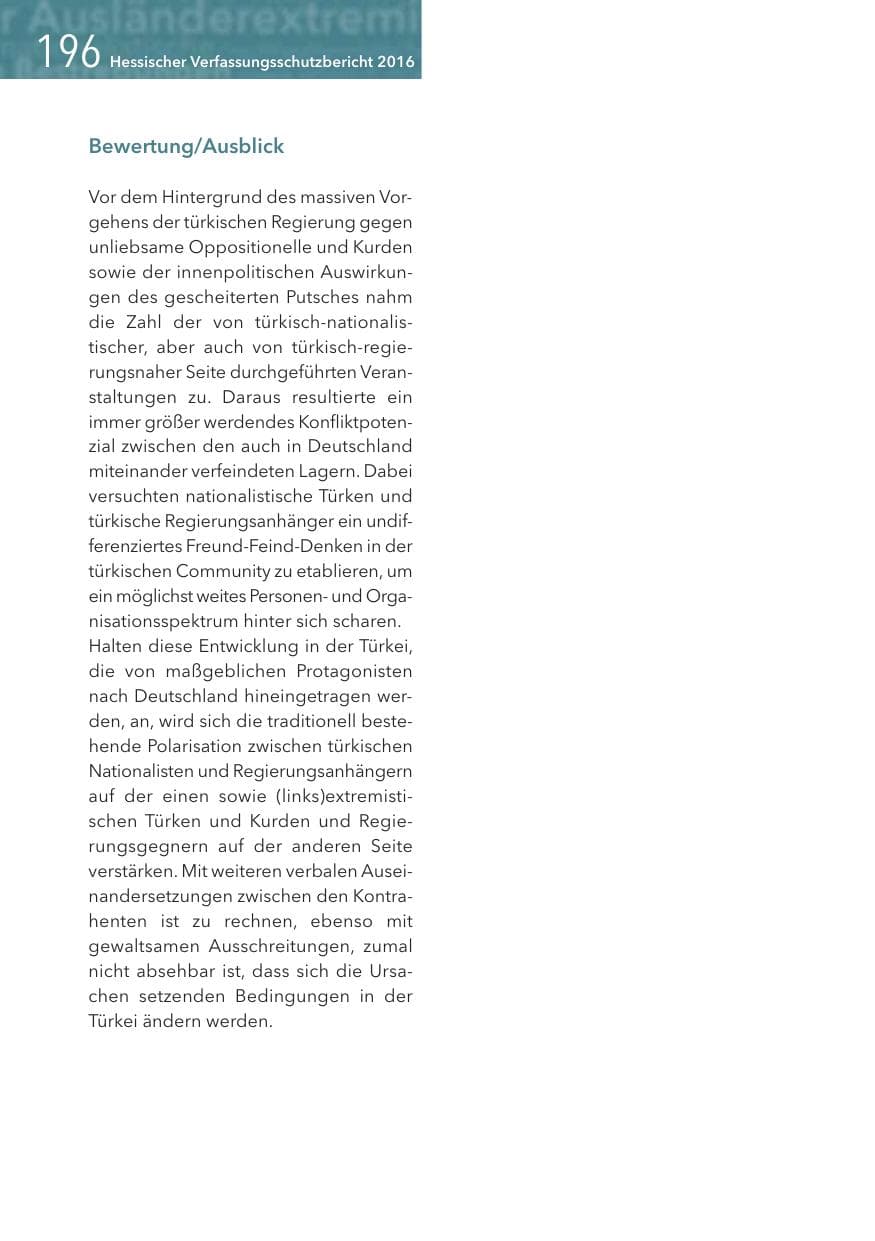 Seite 196 des Verfassungsschutzbericht 2016 Hessen